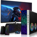 TechMagnet HP G4 Desktop Computer PC,AMD Pro A10-9700 R7,16GB RAM,256GB SSD,27 Inch Monitor,RGB Speaker,RGB Keyboard with AI-Enabled Copilot Key,Mouse,2X ARGB Fan WiFi, Windows 11 Pro (Renewed)