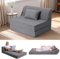 BeBen Folding Sofa Bed Chair, Convertible Sleeper Chair Futon Couch, Foldable Boneless Floor Lounge Sofa, Twin Foam Chair Bed for Small Spaces, Dorm, Guest Room, Living Room, Apartment, Dark Grey