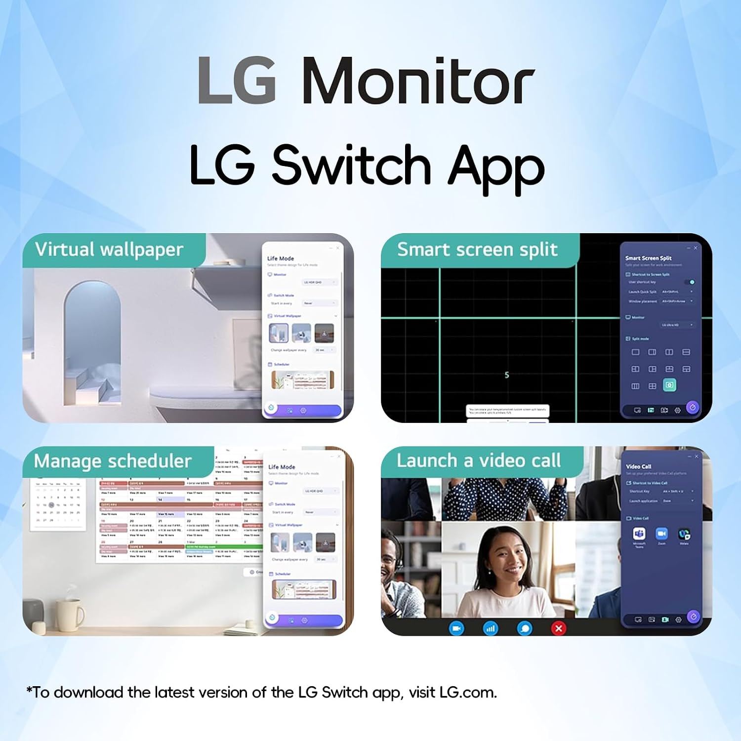 LG 32' QHD IPS Monitor, 2560 x 1440, 100Hz, HDR10, 99% sRGB, USB-C with 15W Power Delivery, 3-Side Borderless Design, Dynamic Action Sync, Tilt Adjustable for Home Office and Productivity