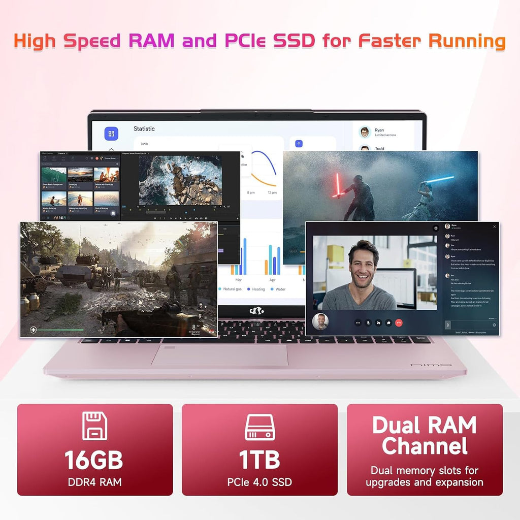 NIMO 17.3' IPS FHD-Business-Laptop, Intel 6 Core i3-1215U 16GB RAM 1TB SSD (Beat i5-1135G7 Up to 4.4GHz) Computer with 65W Type C Fingerprint Backlit Keyboard Wi-Fi 6 Numpad Win 11