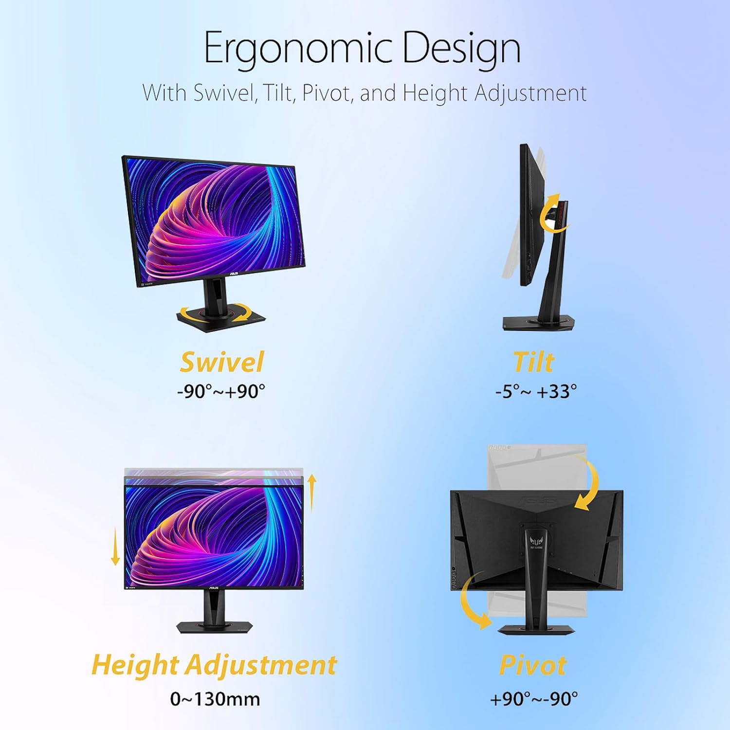ASUS TUF 27' IPS Gaming Monitor, 2K (2560 x 1440), LED Display, 165Hz, 1ms, G-SYNC, HDR 10, 100% sRGB, Anti-Glare M, VESA Mountable, Ajustable Stand, DisplayPort x1, HDMI x2