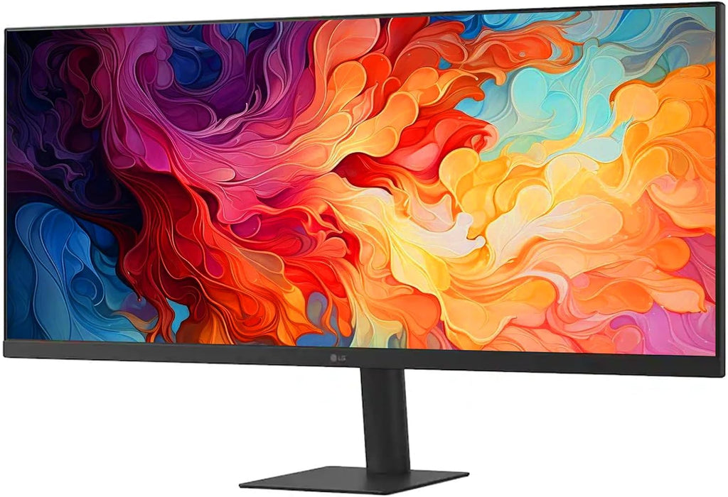 LG 34'' IPS FHD UltraWide Monitor, 100Hz, 5ms, AMD FreeSync, DisplayHDR 400, sRGB 99%, VESA Mount, Reader Mode, Black Stabilizer, HDMI, DisplayPort, Virtually Borderless Design,Tilt Stand, Black