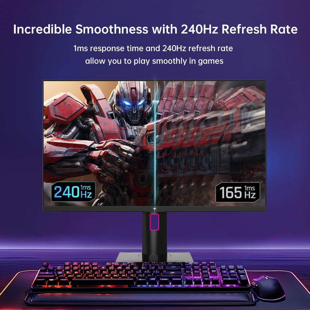 KTC 27 Inch 240Hz Gaming Monitor, FHD 1920x1080 IPS Monitor, G-Sync/FreeSync Compatible, HDR10, DisplayPort, HDMI, VESA Mountable, Pivot Height Tilt Adjustable, H27E22F