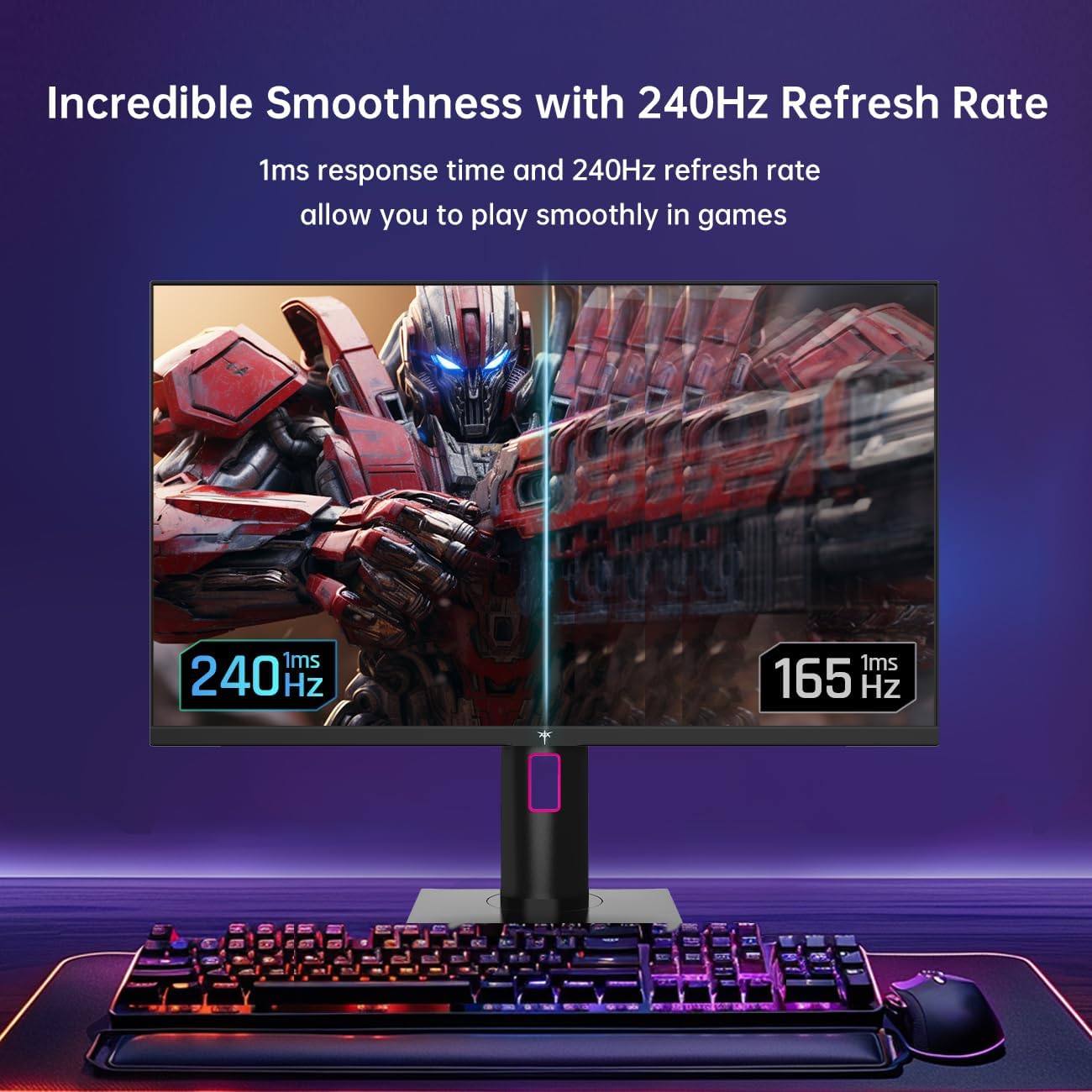 KTC 27 Inch 240Hz Gaming Monitor, FHD 1920x1080 IPS Monitor, G-Sync/FreeSync Compatible, HDR10, DisplayPort, HDMI, VESA Mountable, Pivot Height Tilt Adjustable, H27E22F