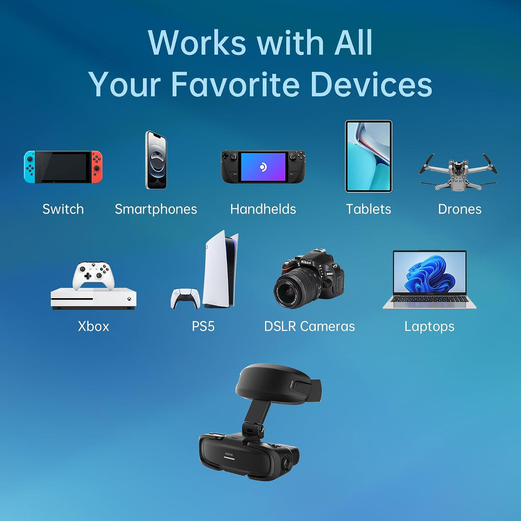 GOOVIS Art XR Head Mounted Display with D4H1 Media Player – 110'' FHD Micro-OLED Video Display, Lightweight & Compact, Unobstructed Vision, Works with PC/iPhone16/Android/Gaming Handhelds (Black)