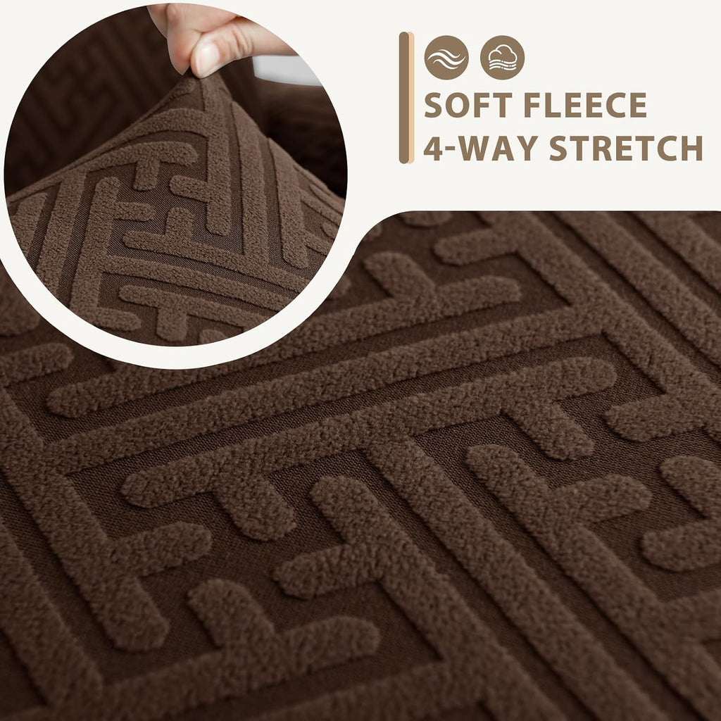 Sectional Couch Covers L Shape Sofa Cover 1-Piece Stretch Corner Couch Covers Non Slip Washable Sofa Slipcovers Soft Fleece Furniture Protector for Dogs Pet (Large, Dark Brown)