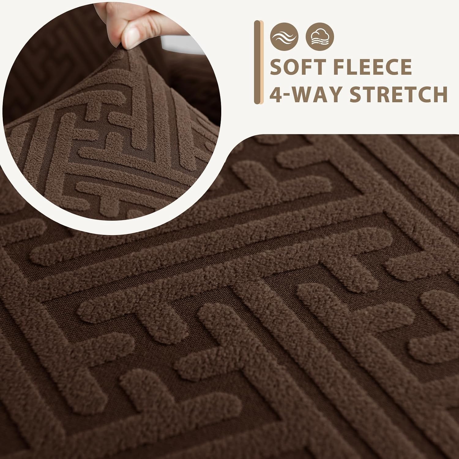 Sectional Couch Covers L Shape Sofa Cover 1-Piece Stretch Corner Couch Covers Non Slip Washable Sofa Slipcovers Soft Fleece Furniture Protector for Dogs Pet (Large, Dark Brown)