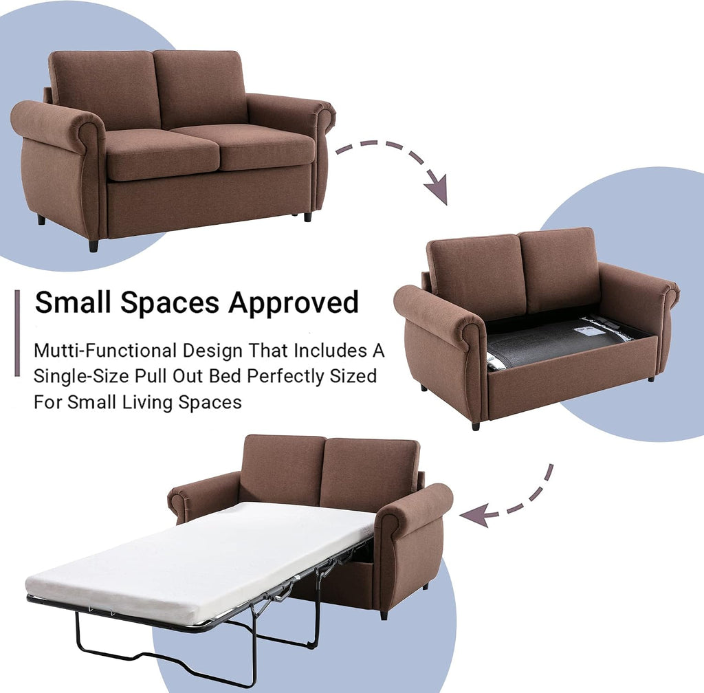 Sleeper Couch Small Sofa for Living Room or Bedroom Including Pull Out Bed
