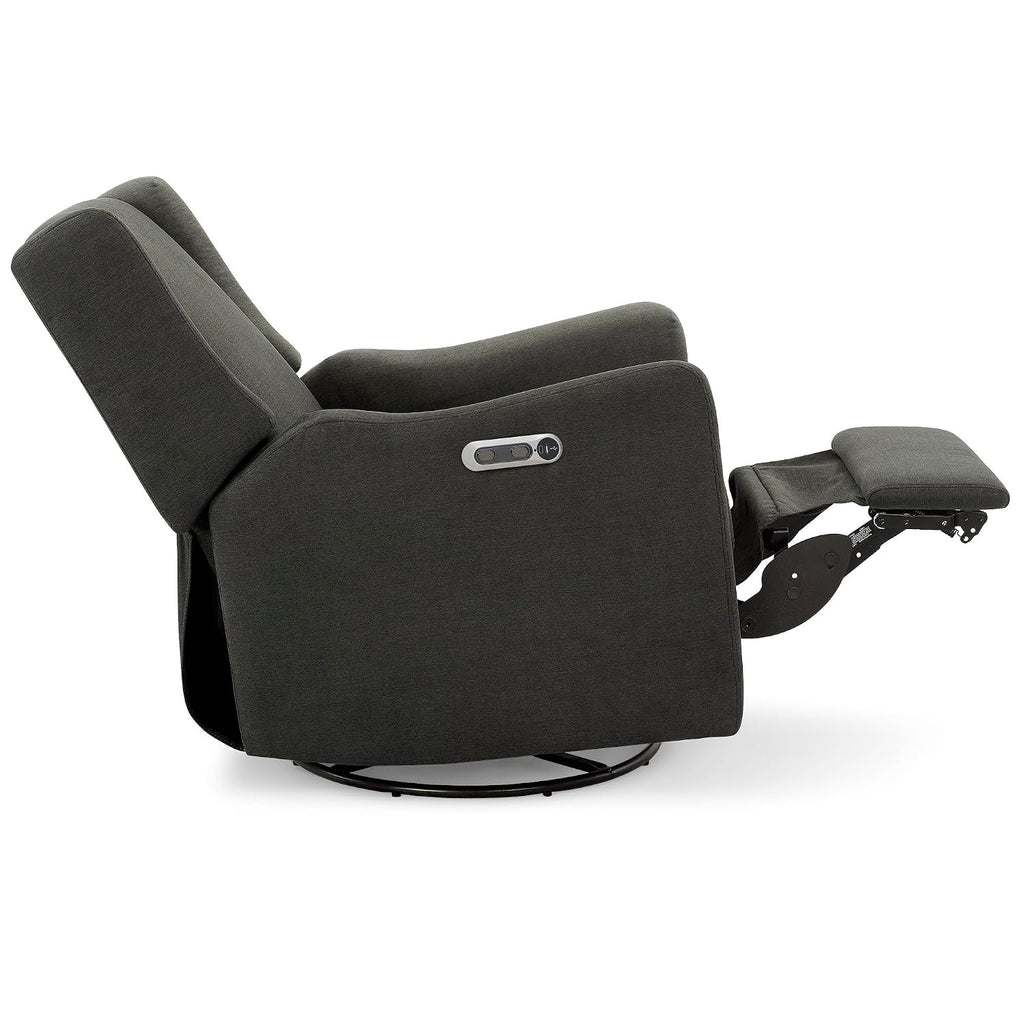 Delta Children Mercer Electronic Power Recliner and Swivel Glider with USB Port in LiveSmart Performance Fabric - Water Repellent & Stain Resistant, Dark Grey