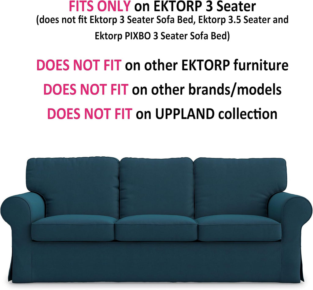 MASTERS OF COVERS Ektorp 3 Seat Sofa Cover Slipcover Replacement Made for The IKEA Ektorp 3 Seat Sofa Cover(Dark Ocean)-Does NOT fit Ektorp 3.5-seat Sofa