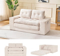 Fefances 66.93'Boneless Sofa Bed, 2-in-1 Convertible Loveseat & Folding Futon Couch, Small Space-Saving Design with Corduroy Fabric, for Living Room, Bedroom, Studio Apartment - Beige