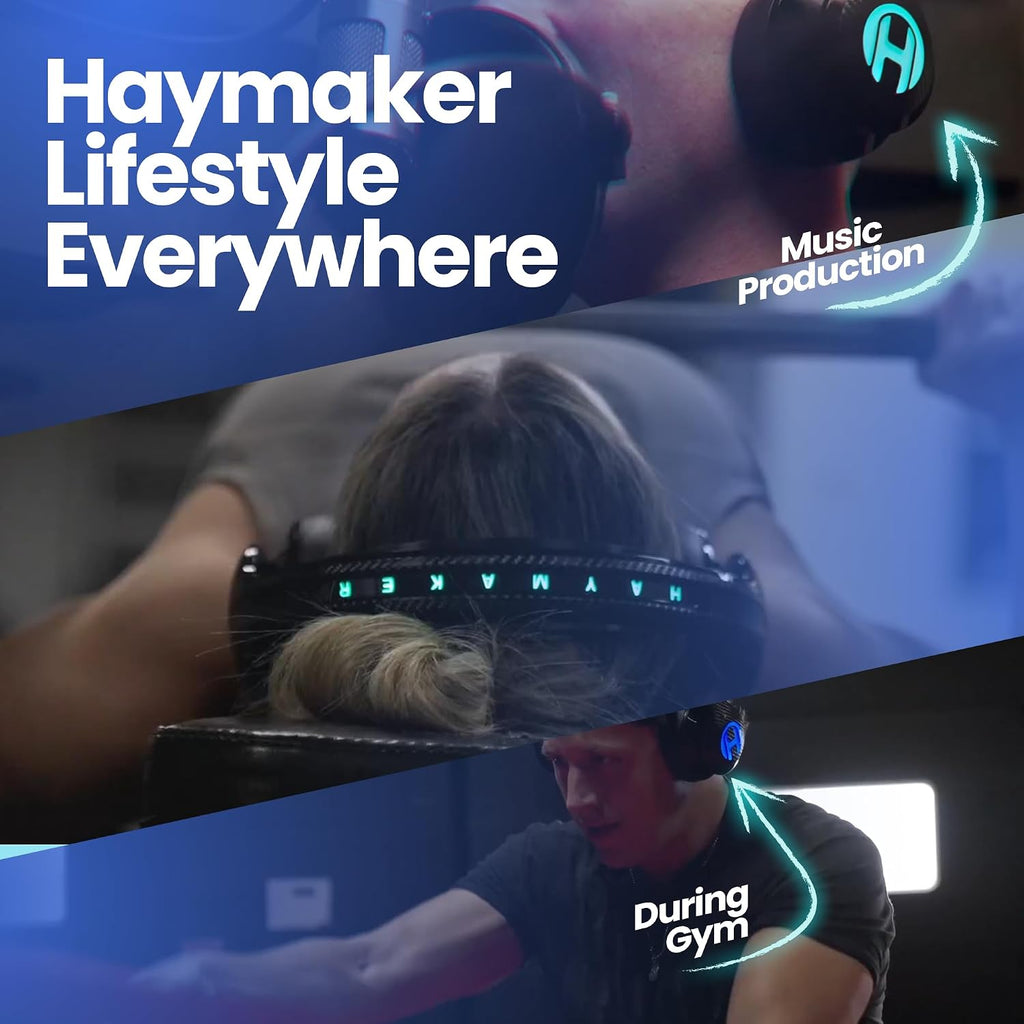 HAYMAKER Noise Cancelling Bluetooth Gaming Headphones - Dirac 3D Surround with 30+ Hr Battery, Touch Controls and RGB - Gaming Headsets for PS5, Xbox, PC, Switch & Mobile
