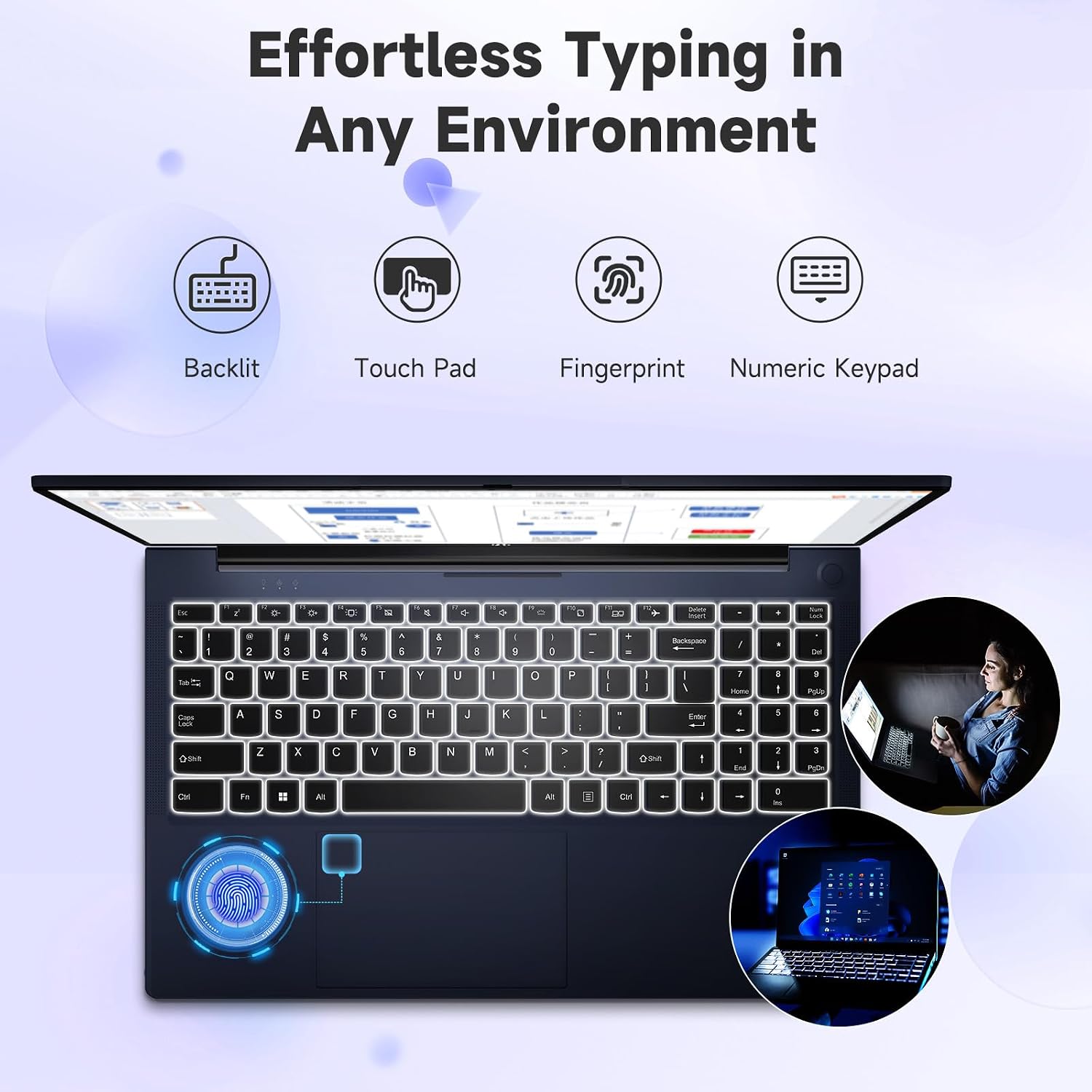 NIMO 15.6' IPS FHD-Business-Laptop, Intel 6 Core i3-1215U (Beat i5-1135G7, Up to 4.4GHz) Computer with 65W Type C Fingerprint Backlit Keyboard 8GB RAM 256GB SSD Wi-Fi 6 Numpad Win 11
