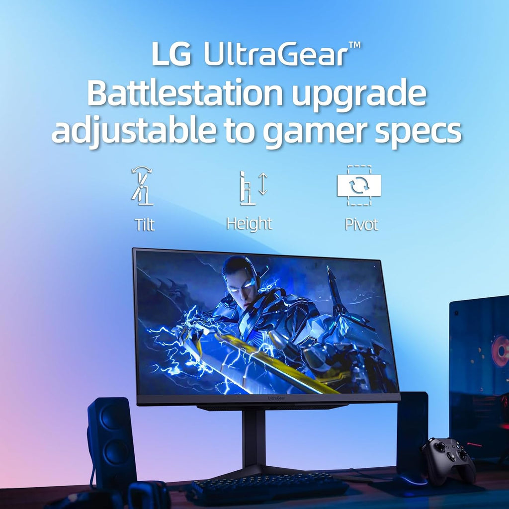 LG 27' Ultragear QHD (2560x1440) IPS Gaming Monitor, 240Hz, 1ms, G-Sync AMD FreeSync Premium, 100% sRGB, HDR400, 1 x DisplayPort, 2 x HDMI, 4-Pole HP Out DTS GP:X, Tilt/Height/Pivot Stand, Black