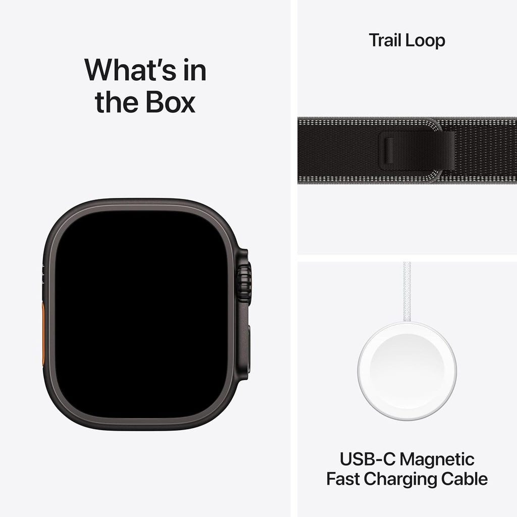 Apple Watch Ultra 3 [GPS + Cellular 49mm] Running & Multisport Smartwatch w/ Rugged Titanium Case w/ Black/Charcoal Trail Loop - M/L w/ AppleCare+ (2 years)