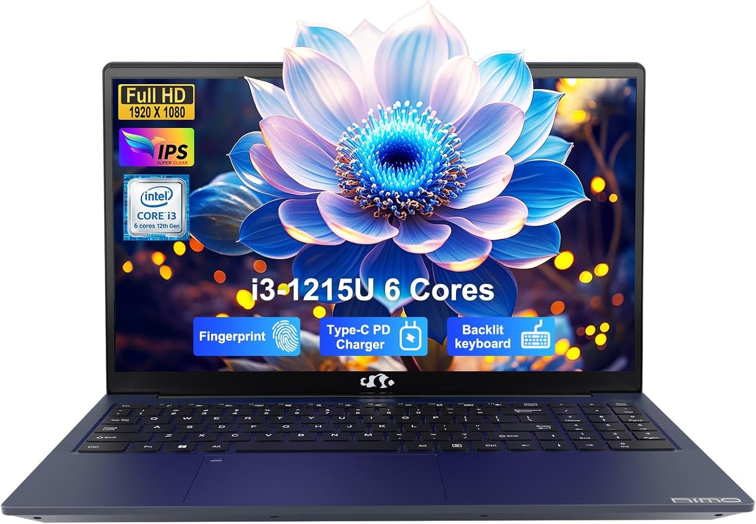 NIMO 15.6' IPS FHD-Business-Laptop, Intel 6 Core i3-1215U (Beat i5-1135G7, Up to 4.4GHz) Computer with 65W Type C Fingerprint Backlit Keyboard 8GB RAM 256GB SSD Wi-Fi 6 Numpad Win 11