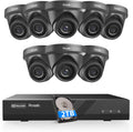 8 Channel Security Camera System PoE, 8X Wired IP Dome Turret PoE Camera for Indoor Outdoor, Remote Playback 24/7 Recording, Human Detection, Built-in Mic, 4K 8CH NVR 2TB HDD, PD93A30808-5M
