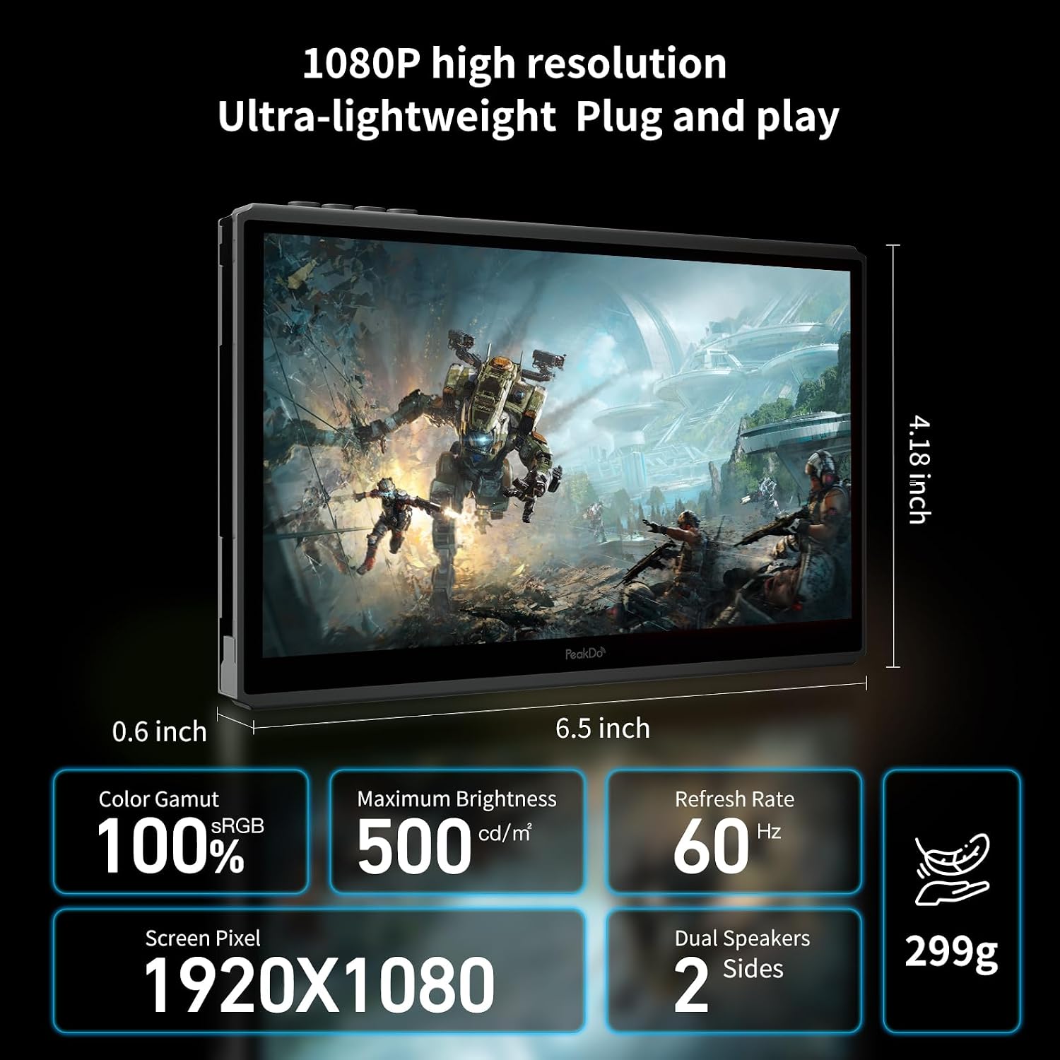 7' 60Hz Streaming Gaming Handheld 0 Latency 100ft Wireless Game Console Screen for PC,Xbox,PS5/4,Switch,Portable Monitor Touchscreen USB C HDMI External Gaming Monitor(V3)