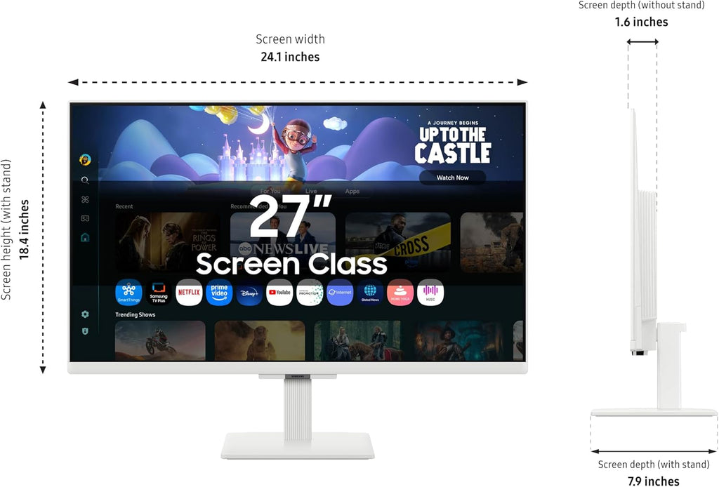 Samsung 27-Inch M5 (M50F) Series FHD Smart Monitor with Streaming TV, Speakers, HDR10, Gaming Hub, Multiple Ports, Workout Tracker, White, LS27FM503ENXZA (Renewed)