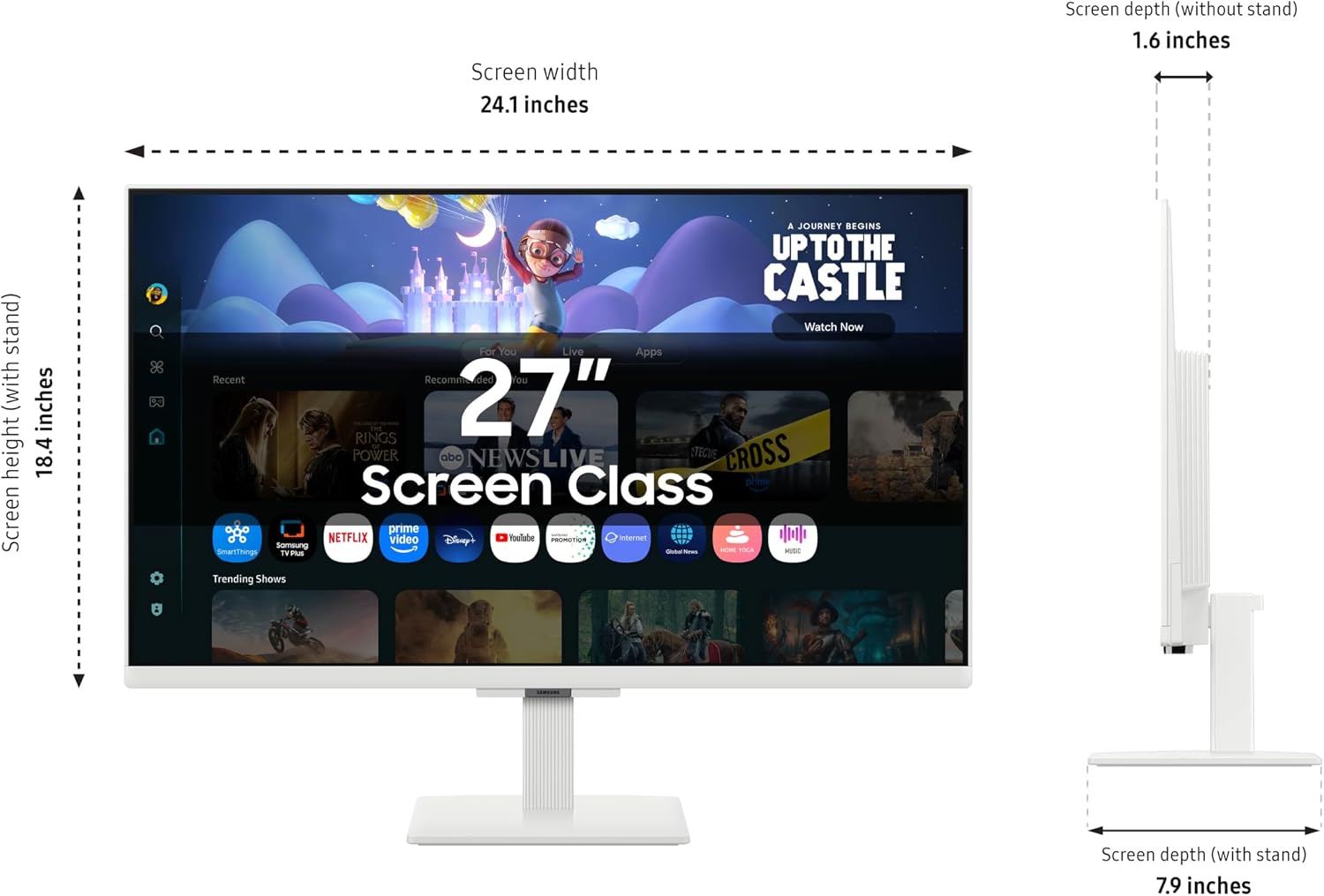 Samsung 27-Inch M5 (M50F) Series FHD Smart Monitor with Streaming TV, Speakers, HDR10, Gaming Hub, Multiple Ports, Workout Tracker, White, LS27FM503ENXZA (Renewed)