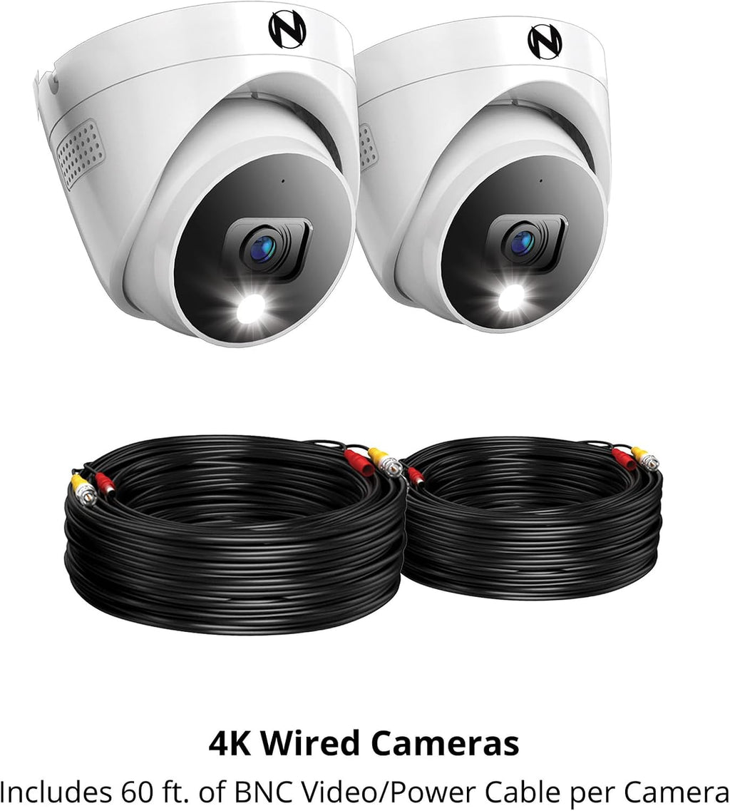 Night Owl Add On Wired 4K HD Indoor/Outdoor Deterrence Dome Cameras with 2-Way Audio (2 Pack)