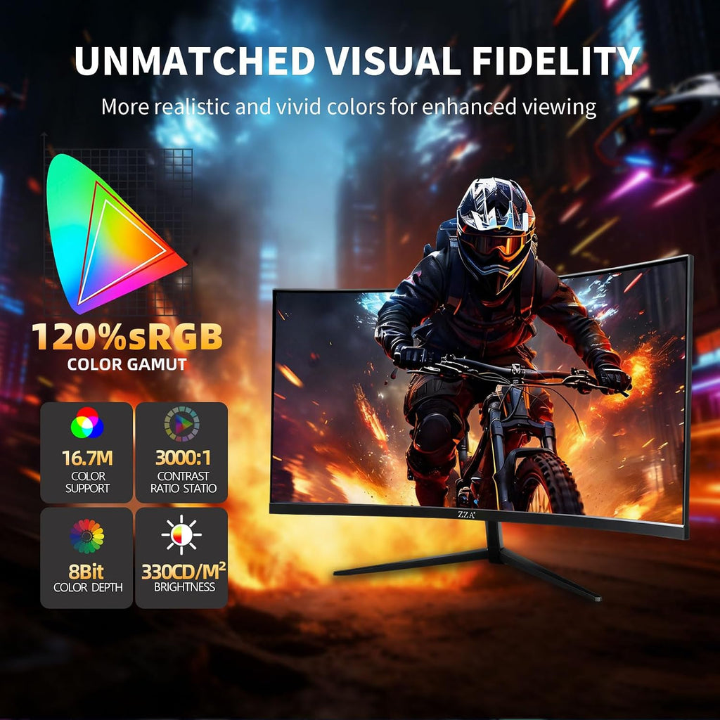 ZZA 32 Inch Curved Gaming Monitor 200Hz Computer Monitor, FHD 1080P 1500R HDR Gaming PC Monitor, FreeSync, Ultra-Fast 1ms Monitor for Gamer, HDMI 2.0, DisplayPort 1.4 VESA Compatible