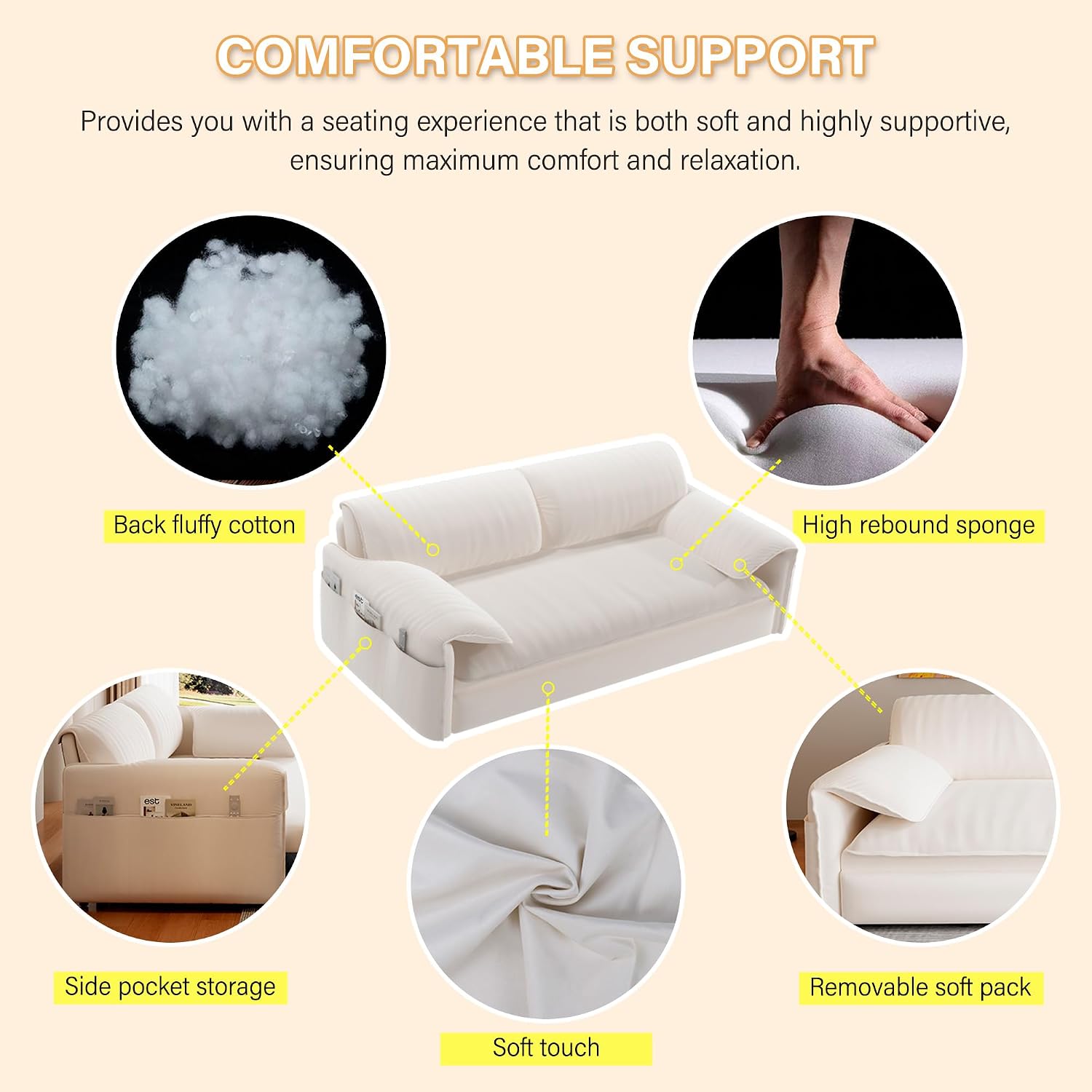 66' Sofa Bed Queen Size, Pull Out Couch Bed, 3-in-1 Convertible Sleeper Sofa with Side Pocket, Modern Velvet Futon Couch for Living Room, Small Space, Apartment, Bedroom, Beige