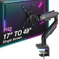 AVLT RGB Lights Single 17'-49' Gaming Monitor Arm Desk Mount, Fits One Flat/Curved/Ultrawide Screen up to 44lbs(20kg), Height Swivel Tilt Adjustable Stand - Black