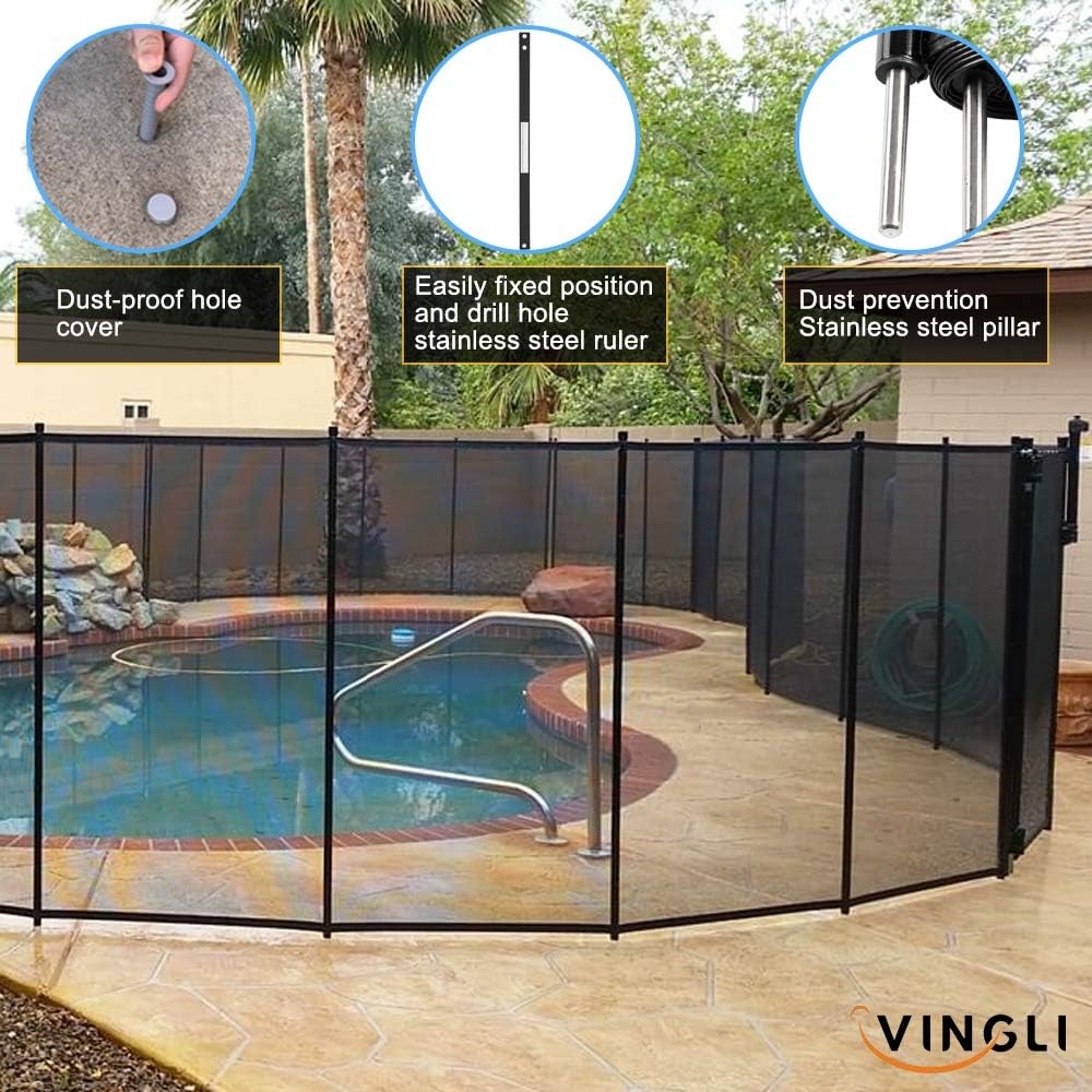 VINGLI Swimming Pool Fence for Inground and Above Pool Safety Fencing, Black (4×60FT)