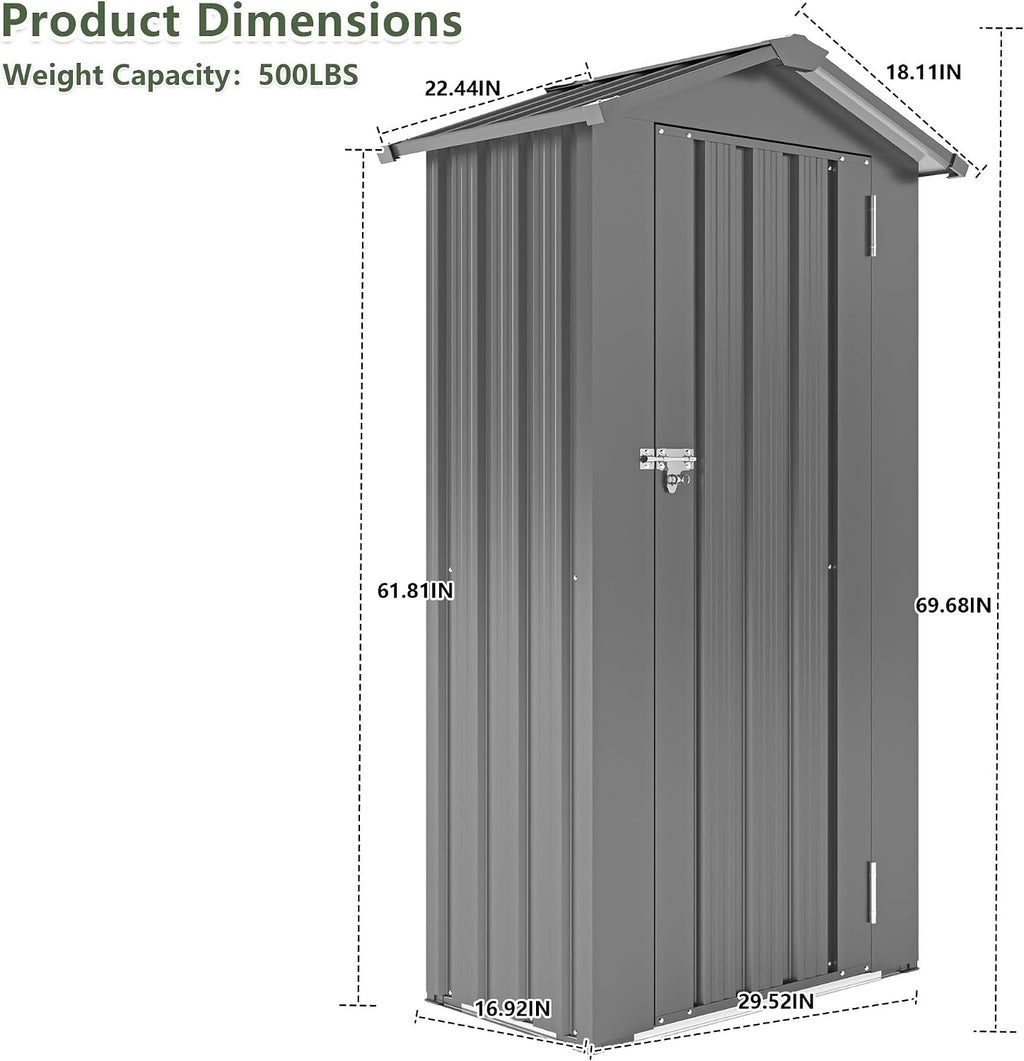 2.5x1.4 FT Outdoor Storage Shed, Small Metal Tool Shed with Waterproof Roof and Lockable Door, Garden Tool Sheds Storage Cabinet for Backyard Patio Lawn, Black