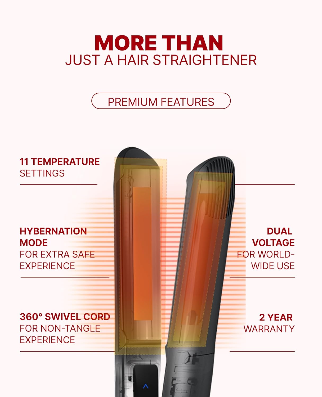 GLAMPALM Classic Volumizing 0.4' | Ceramic Flat Iron Infused with Vita-C Curved Plates for Volume & Curl Korean No.1 Hair straighteners for Women, Root Volume Iron | GP102