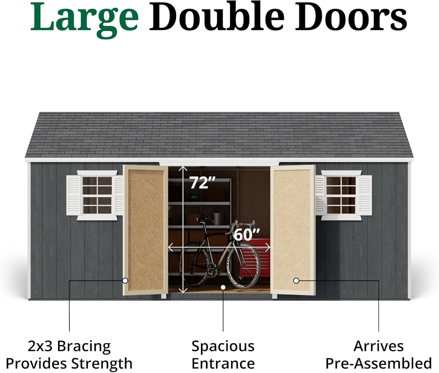 Little Cottage Co. 12x18 Value Workshop Shed with Operable Windows and Floor, Outdoor Wood Storage Do-It-Yourself Precut Kit