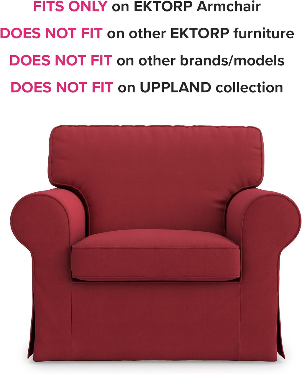 MASTERS OF COVERS Ektorp Armchair Cotton Cover for The IKEA Ektorp Chair Slipcover Replacement (Cotton-Red)(Armchair Cover Only!)
