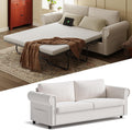 Queen Pull Out Sofa Bed | 83' Large Sleeper Sofa with Queen Size Mattress | 2-in-1 Convertible Loveseat Sofa-Bed with USB Ports Side Pockets Ivory White