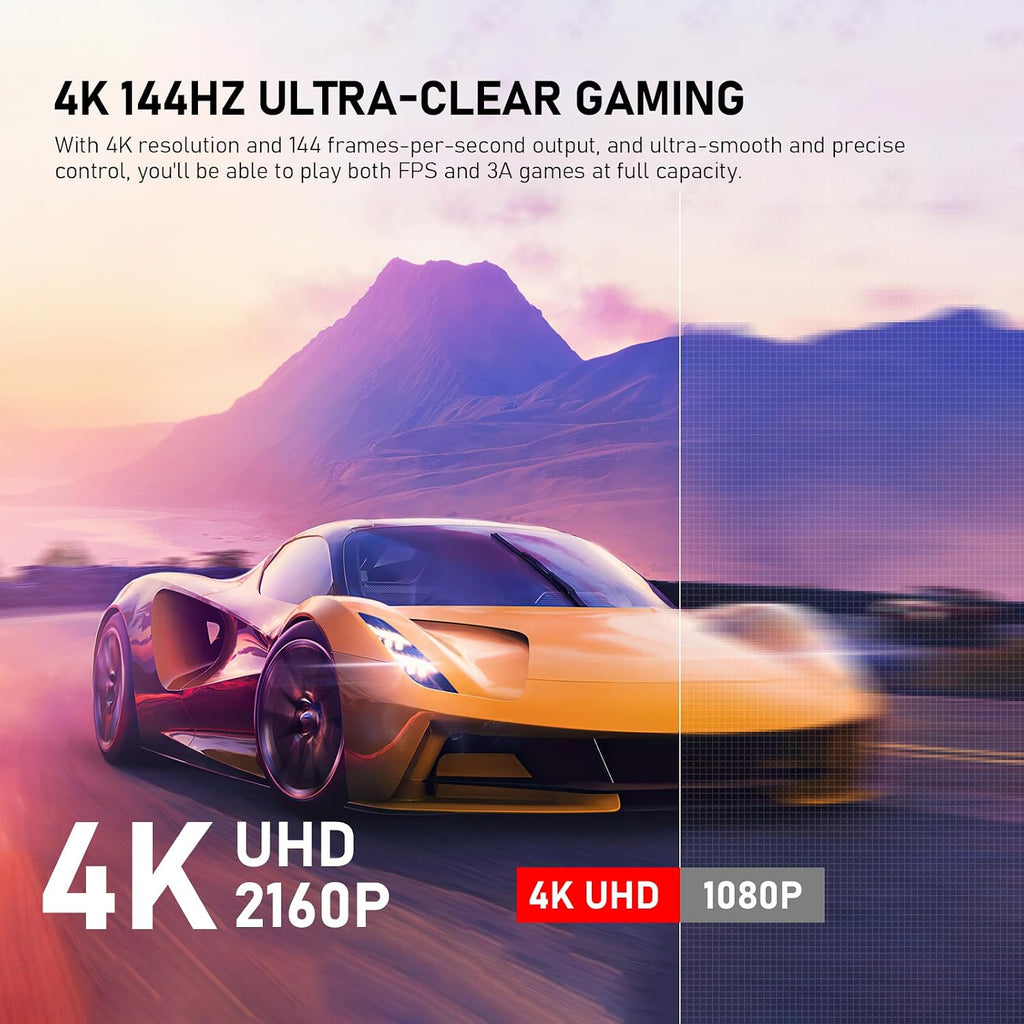 Gawfolk 32-inch 4K Ultra HD Computer Monitor, 144Hz Gaming Screen, 1ms, Adaptive Sync, 100% sRGB, 178° Wide Viewing Angle, HDMI 2.1, DisplayPort, Compatible with 100 * 100MM Wall Mount-Black