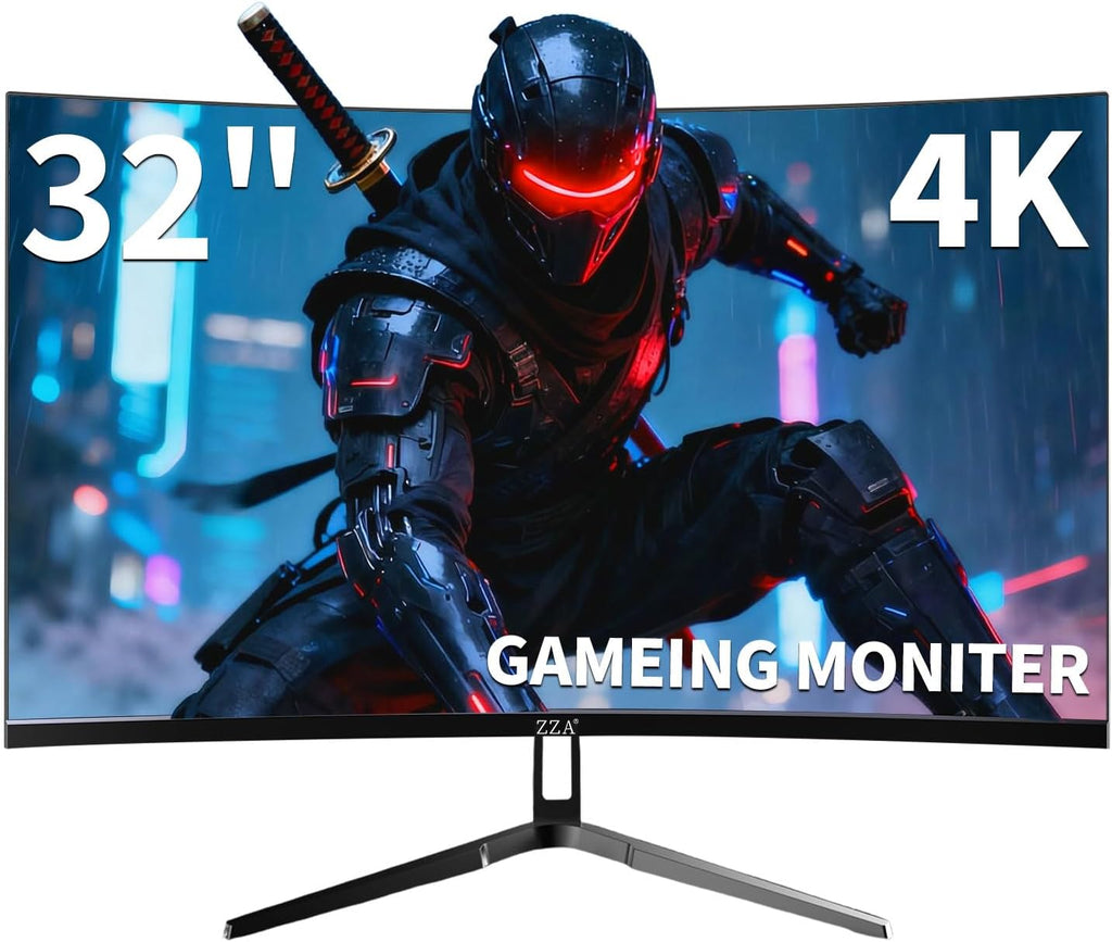 ZZA 32 Inch 4K Curved Gaming Monitor 160Hz Computer Moniter UHD 3840x2160P 1500R Curved VA Screen, Supports AMD Freesync, 120% sRGB HDR10, Wall Mountable Installs, wiht HDMI 2.1 * 2/DP 1.4 * 2, Black
