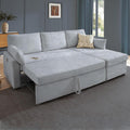 Waxberry 85' L Shaped Sectional Sofa Couch, Pull Out Couch Sleeper Sofa Bed for Living Room, Modular Chenille Deep Seat Sofa, Reversible Chaise, Storage, Side Pockets & Dual USB/Type-C Ports, Gray