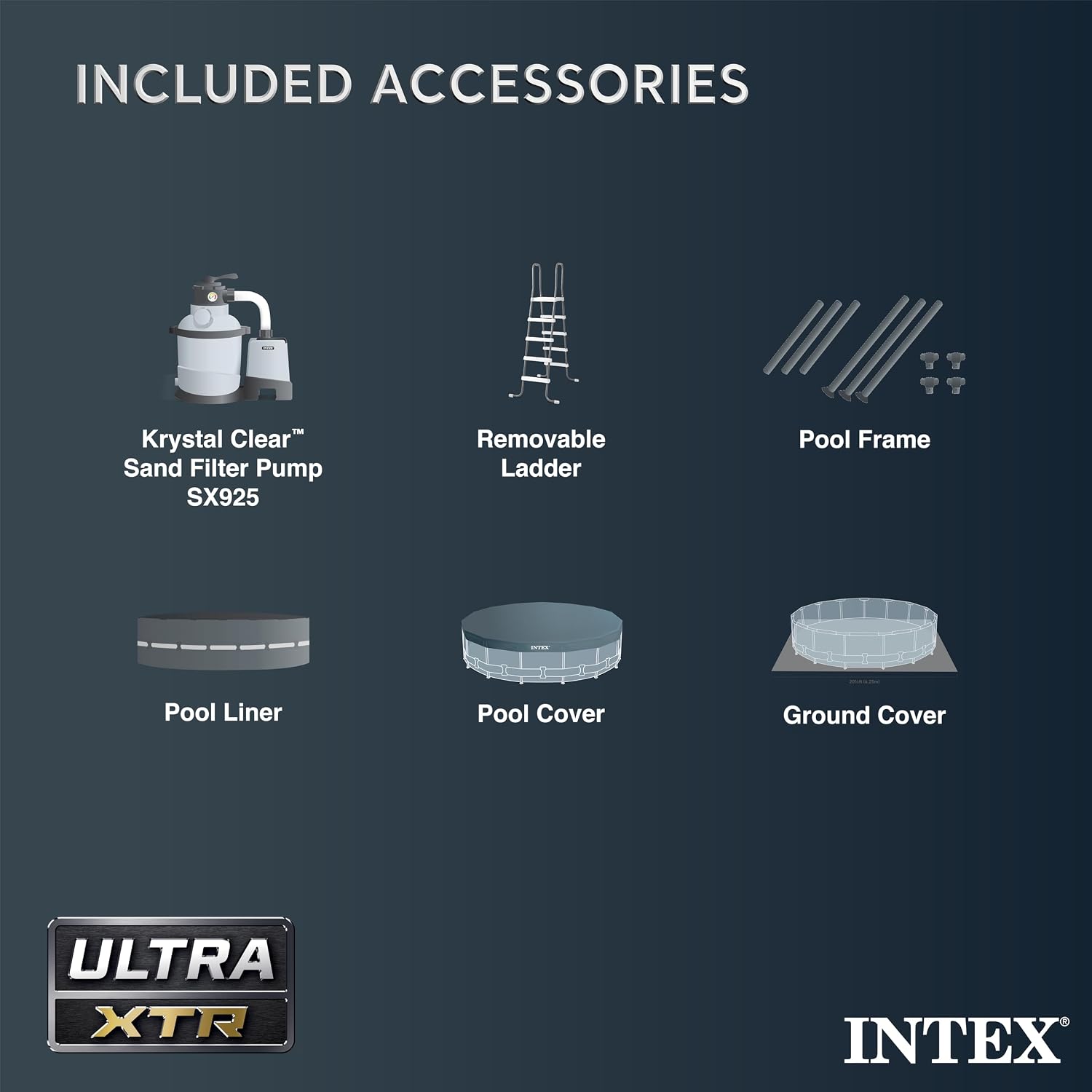 Intex Ultra XTR Frame 14' x 42' Round Above Ground Outdoor Swimming Pool Set with Sand Filter Pump, Ladder, Ground Cloth, and Pool Cover