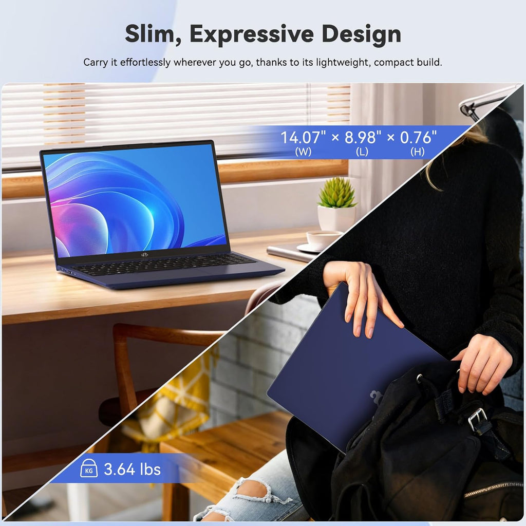 NIMO 15.6' FHD IPS Laptop, Core i3-1215U 6-Core Up to 4.4GHz (Beats R5 7520U), 16GB RAM 512GB SSD, Wi-Fi 6, Backlit Keyboard, Fingerprint Reader, 65W Type-C Charging, Student & Business Notebook