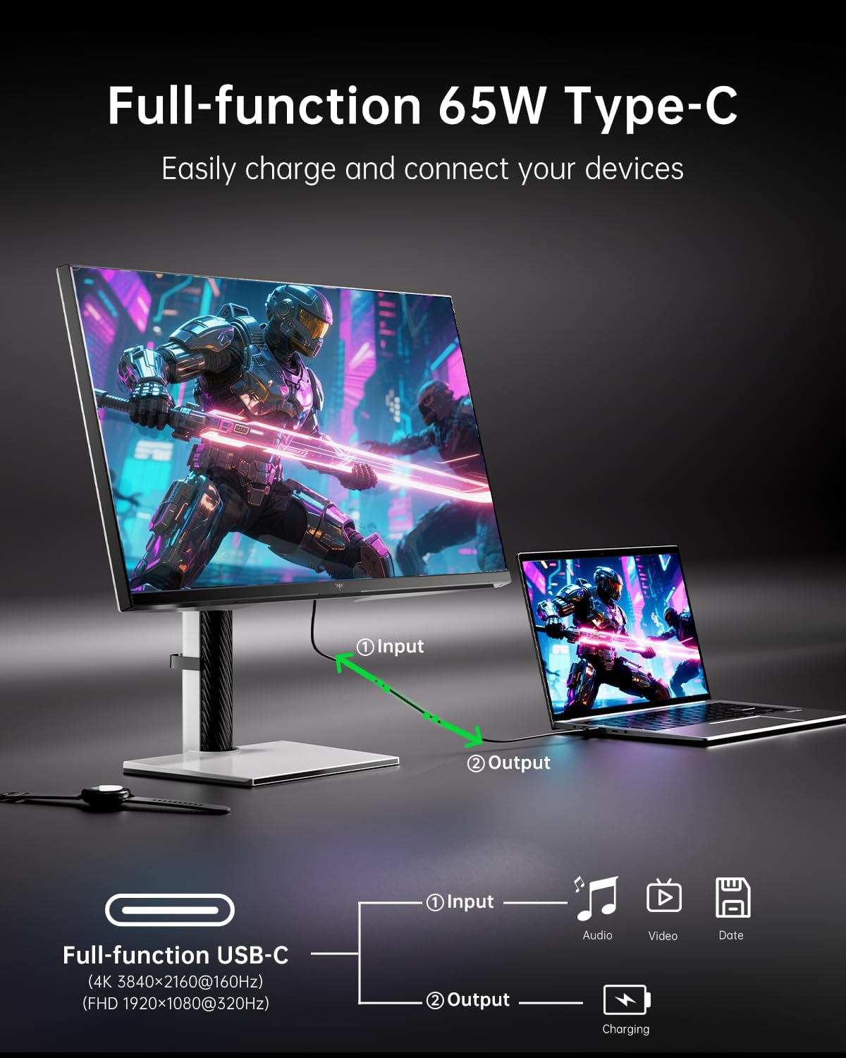 KTC 27 Inch Dual Mode Mini LED Monitor - 4K UHD at 160Hz & 1080P FHD 320Hz Gaming Monitor, 65W Type-C Port, HDR1400 Fast IPS Panel, Adaptive-Sync, HDMI 2.1 & DP 1.4, Height Adjustment, VESA(Renewed)