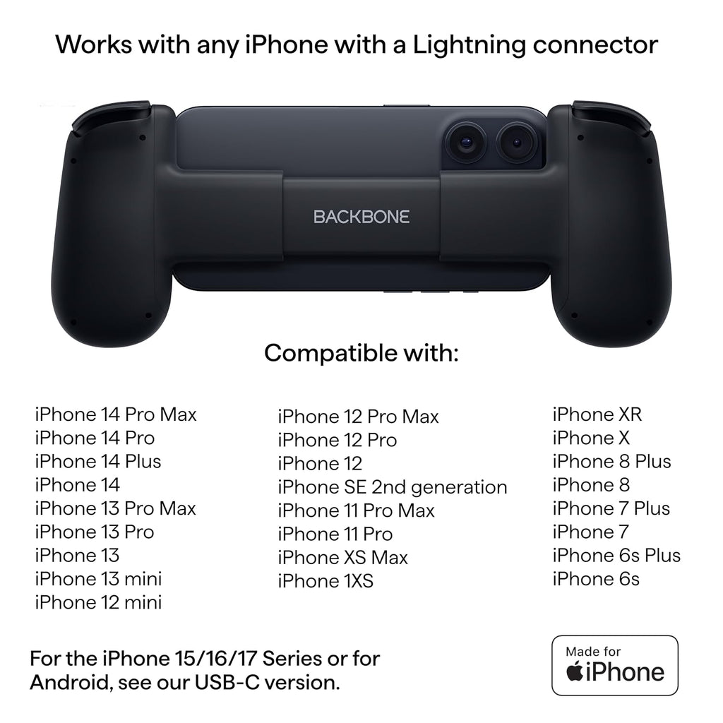 BACKBONE One Mobile Gaming Controller for iPhone 14 & Older (Lightning) 2nd Gen, Phone Controller, Play Xbox, PlayStation, PC, App Games & More (With 3 Months of Apple Arcade Access) (Pack of 2)