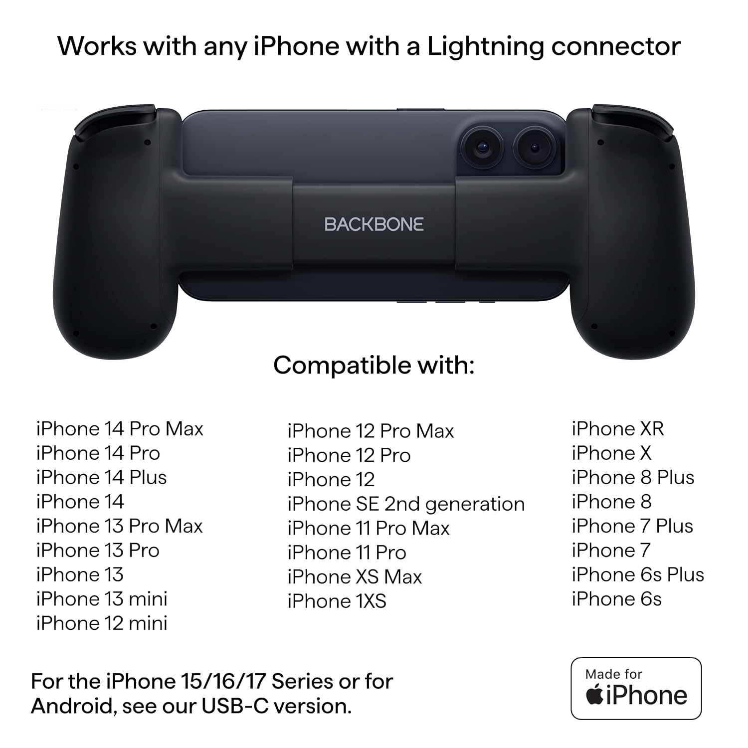 BACKBONE One Mobile Gaming Controller for iPhone 14 & Older (Lightning) 2nd Gen, Phone Controller, Play Xbox, PlayStation, PC, App Games & More (With 3 Months of Apple Arcade Access) (Pack of 2)