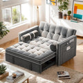 Pipishell 3 in 1 Convertible Sleeper Sofa Bed,Pull Out Couch for Living Room with USB Ports & Side Pockets,Adjustable Backrest,Velvet,Loveseat Sofa Bed,Futon Couches, Grey