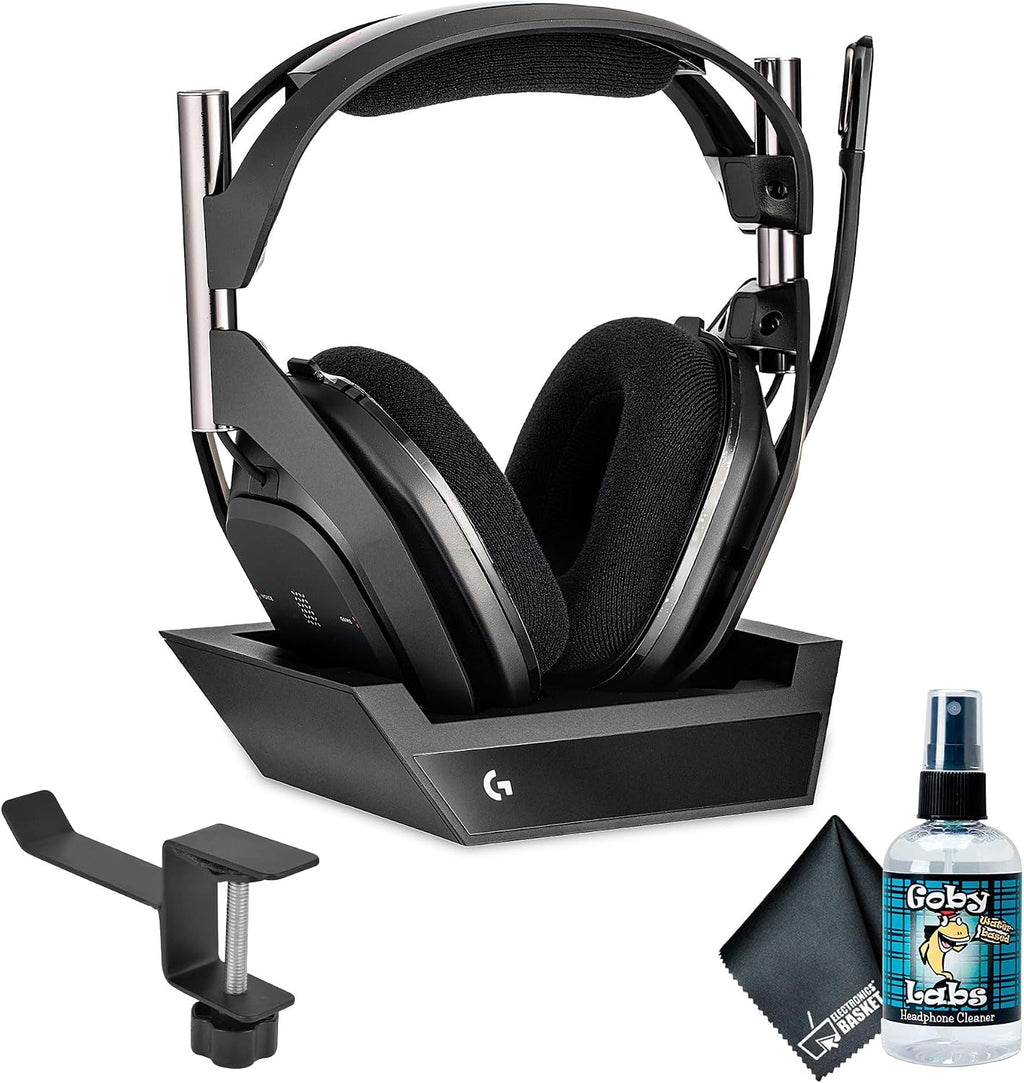 Logitech G Astro A50 X Omni-Platform Wireless Gaming Headset + Base Station Bundle Including: Headphone Holder, Headphone Cleaning Kit