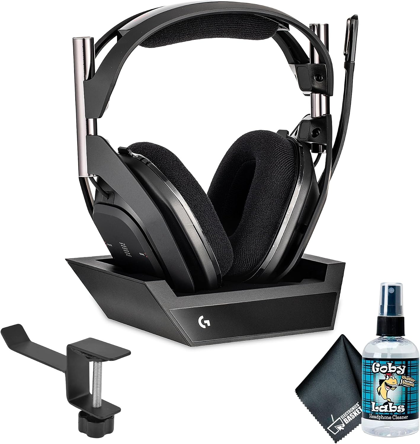 Logitech G Astro A50 X Omni-Platform Wireless Gaming Headset + Base Station Bundle Including: Headphone Holder, Headphone Cleaning Kit