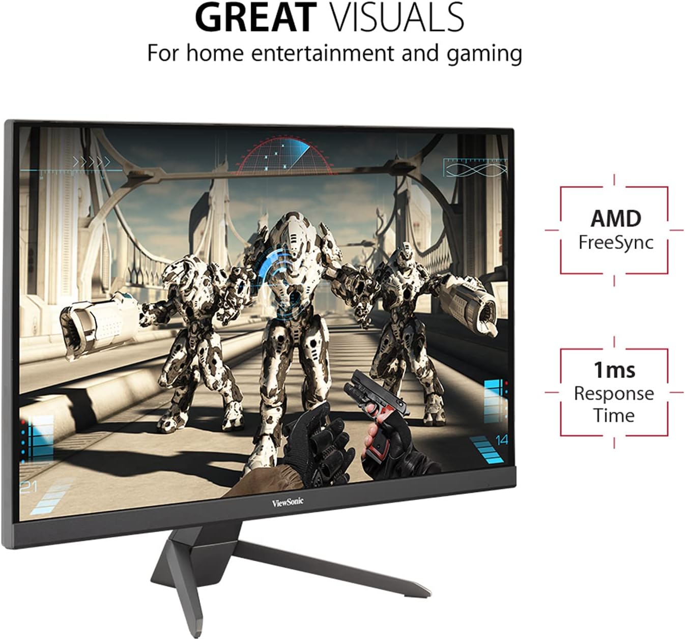 ViewSonic VX2767-MHD 27' 1080p Gaming Monitor w/ 100Hz, 1ms, FreeSync, Eye Care, HDMI, VGA, DP (Renewed)