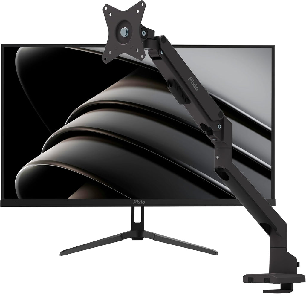 Pixio PX278 Wave 27 inch 180Hz Refresh Rate FHD 1440p Resolution Fast IPS Panel 1ms GTG Response Time Gaming Monitor and PS1S Wave Black Single Monitor Arm - Fits up to 32 inches and 19.8lbs