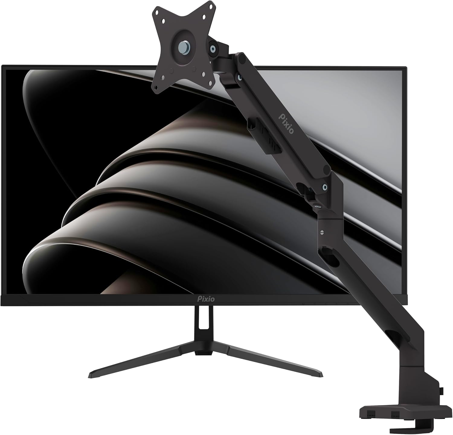 Pixio PX278 Wave 27 inch 180Hz Refresh Rate FHD 1440p Resolution Fast IPS Panel 1ms GTG Response Time Gaming Monitor and PS1S Wave Black Single Monitor Arm - Fits up to 32 inches and 19.8lbs