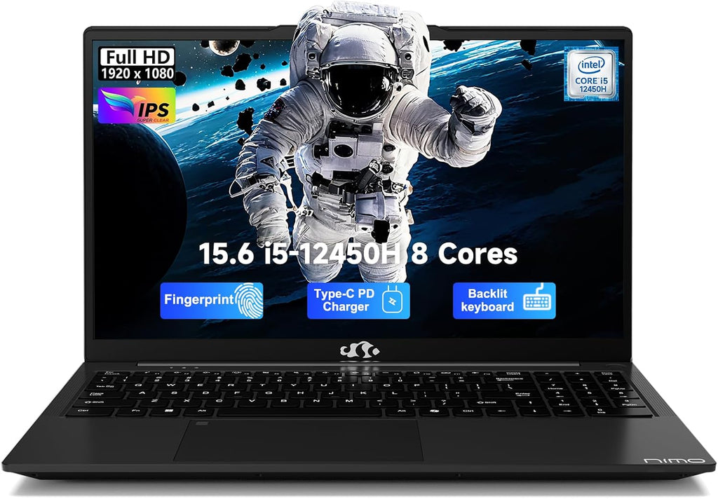 NIMO 15.6' FHD lPS-Business-Laptop, 8 Cores Intel i5-12450H 64GB RAM 1TB SSD (Beat i7-11800H, Up to 4.4 GHz) Student Computer with 100W Type-C Fingerprint Backlit Keyboard WiFi-6 Numpad Win 11