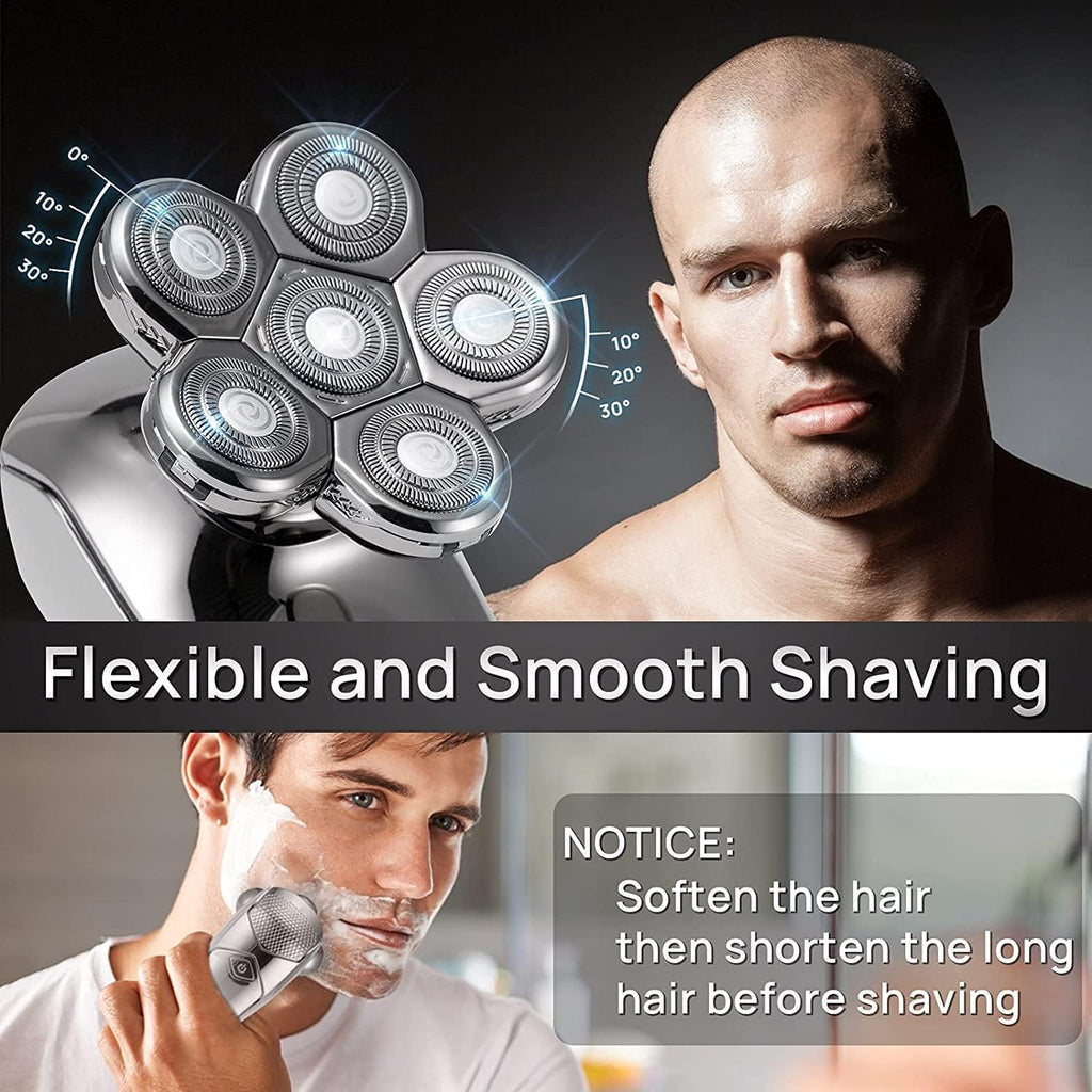 Electric Razor for Men, 6 in 1 Grooming Kits Electric Shaver Facial Body Electric Razor for Men Wet Dry Hair Beard Bald Head Shaving Machine Rechargeable